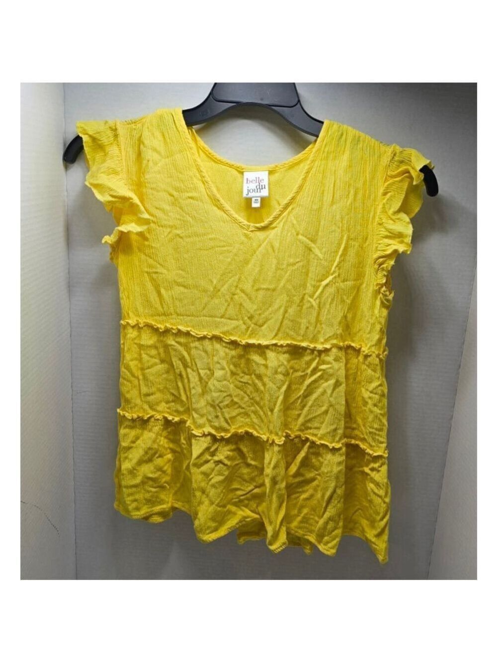 Women's Belle Du Jour Yellow Short Sleeve Tiered Top XS